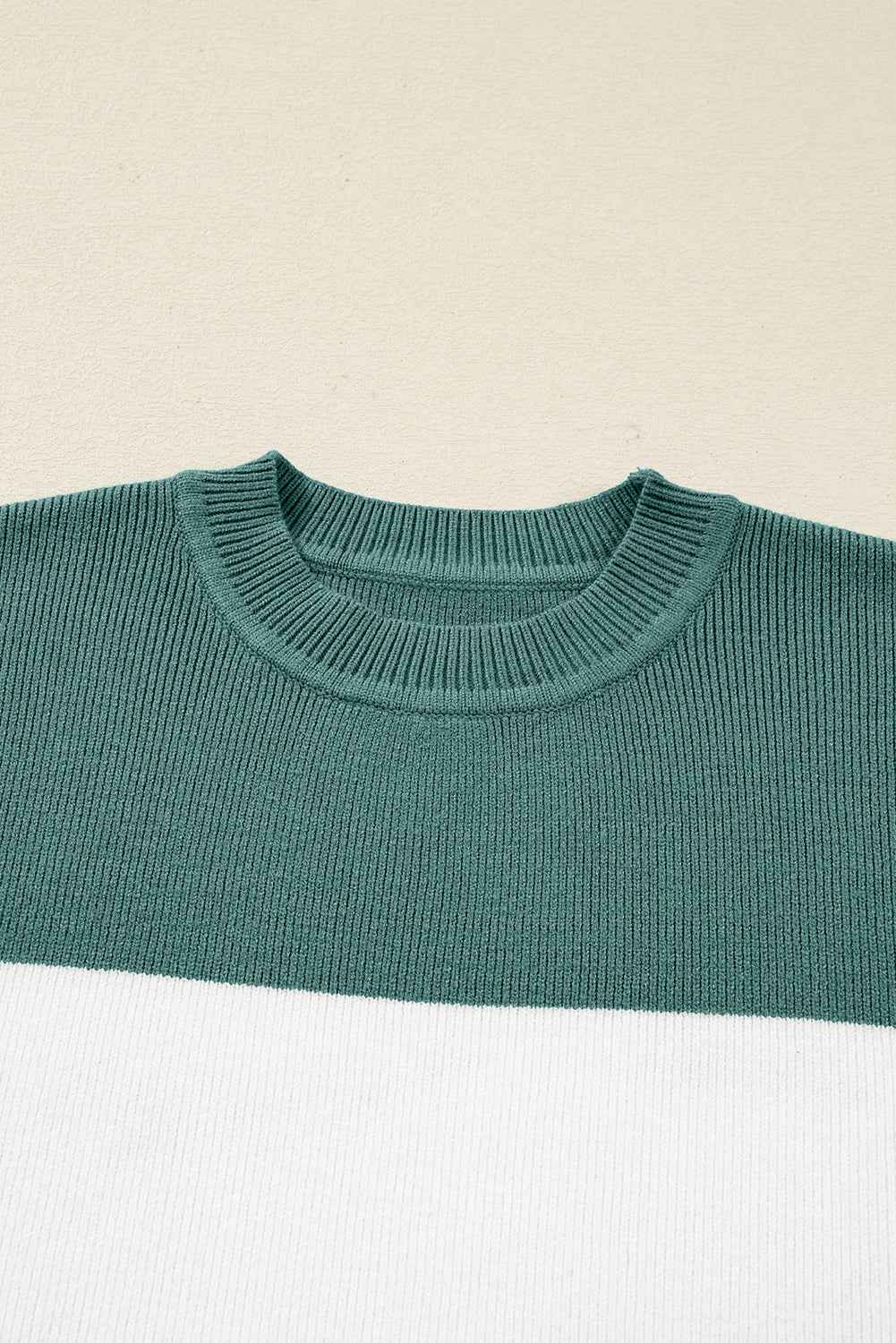 Green Colorblock Ribbed Knit Baggy Sweater 6a22c1840f540f5f