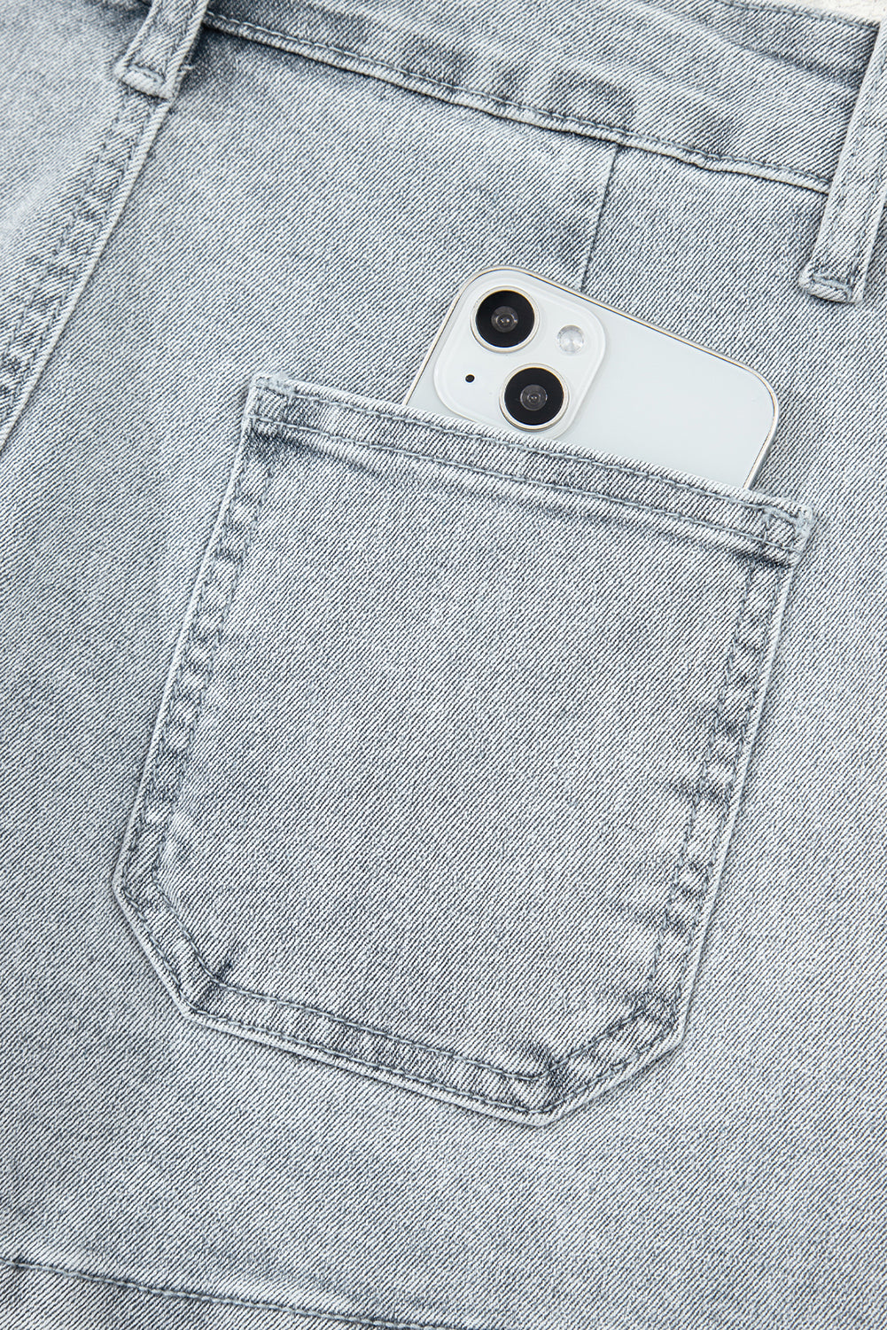 White Scalloped Hemline Light Wash Denim Shorts 6ad98b524b5ed8a9