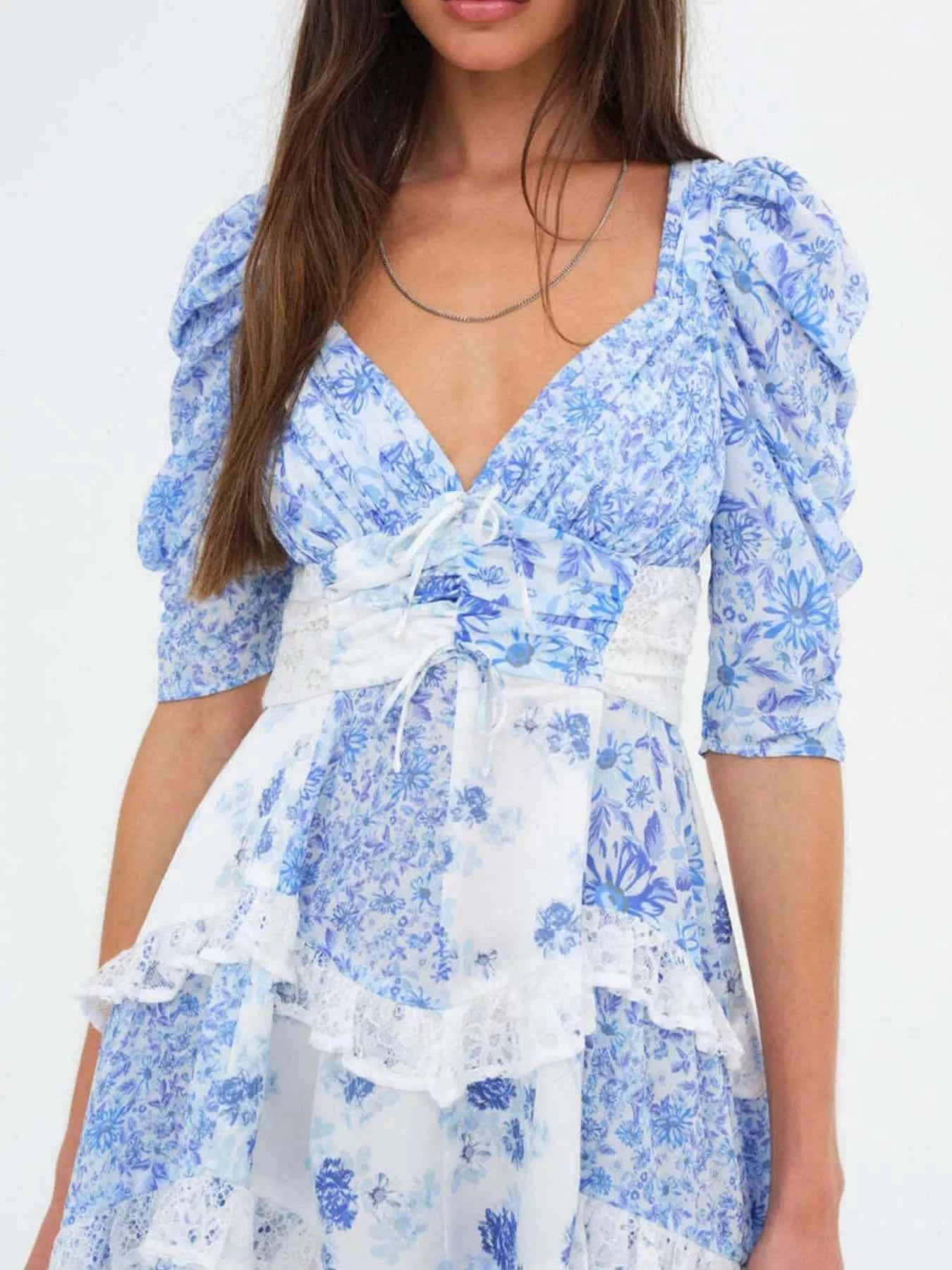 Ruffled Floral Print Half Sleeve Dress 6bab22ce-cadd-4614-a393-991b73ced42f-Max-Origin