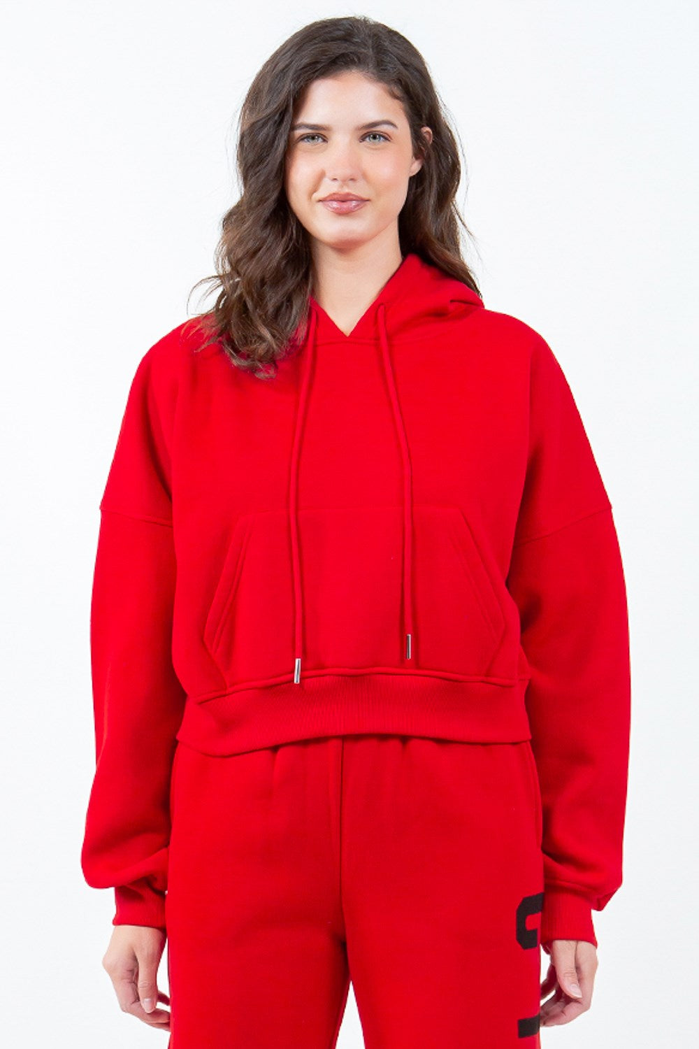 American Bazi Letter Graphic Long Sleeve Drawstring Cropped Hoodie 6d914a47-e0f0-455c-8469-aee49a11027f-Max