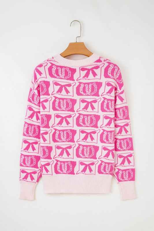 Western Bows & Horseshoes Long Sleeve Sweater 6dc5ad12-ef2e-4a56-92d4-5b01175d115f