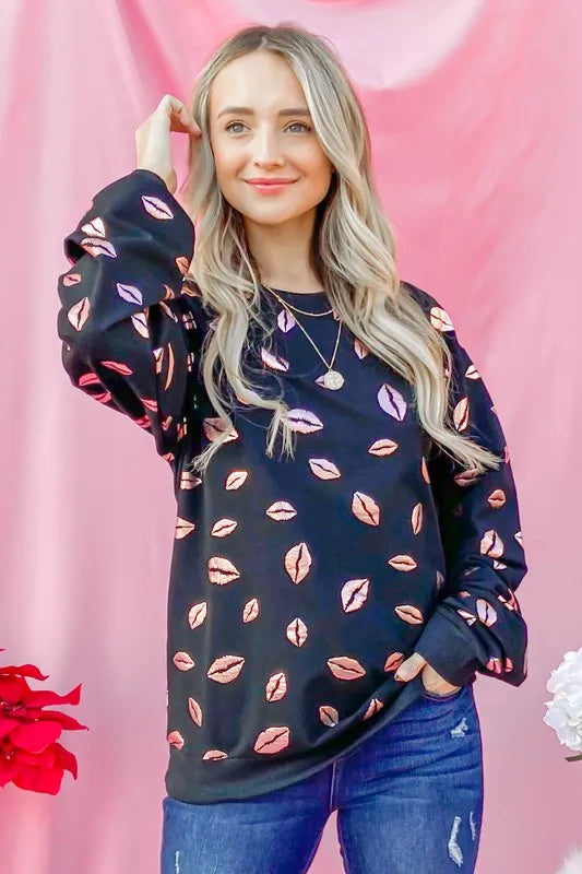 And The Why Kiss Pink Foil Allover Print Pullover Sweatshirts 6ee69224553944cd9b03ca1cd49e6bbc-Max-Origin