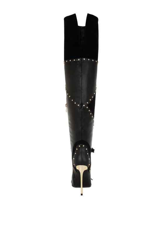 Medira Pointed Toe Embellished Stiletto Boots 6f409a94-e03b-458e-acb0-5cc6b215b49b