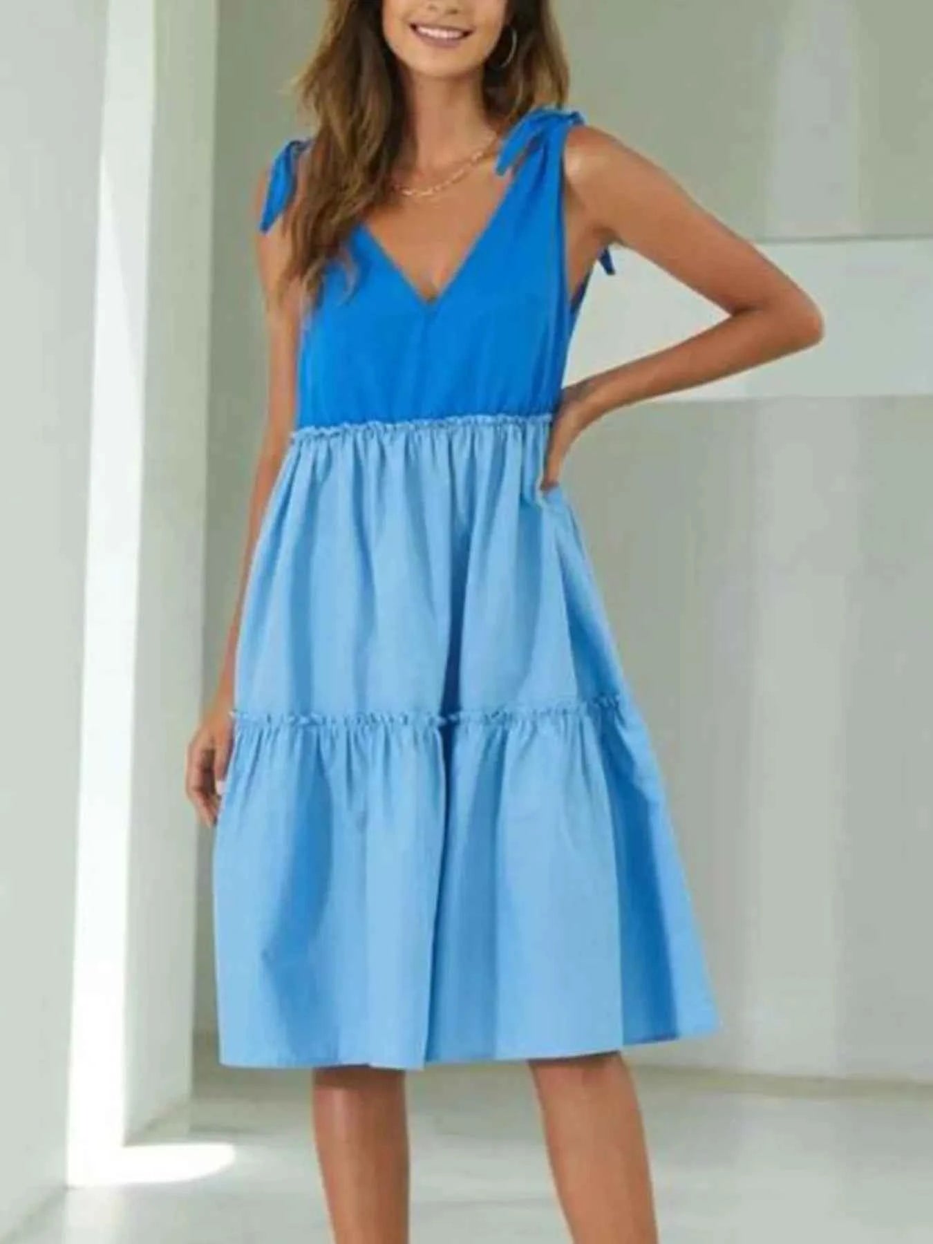 Colorblock Tiered Midi Tank Dress Sky Blue 6fc6ed32-15c3-452d-ba34-1d6d0c8cb03f-Max-Origin