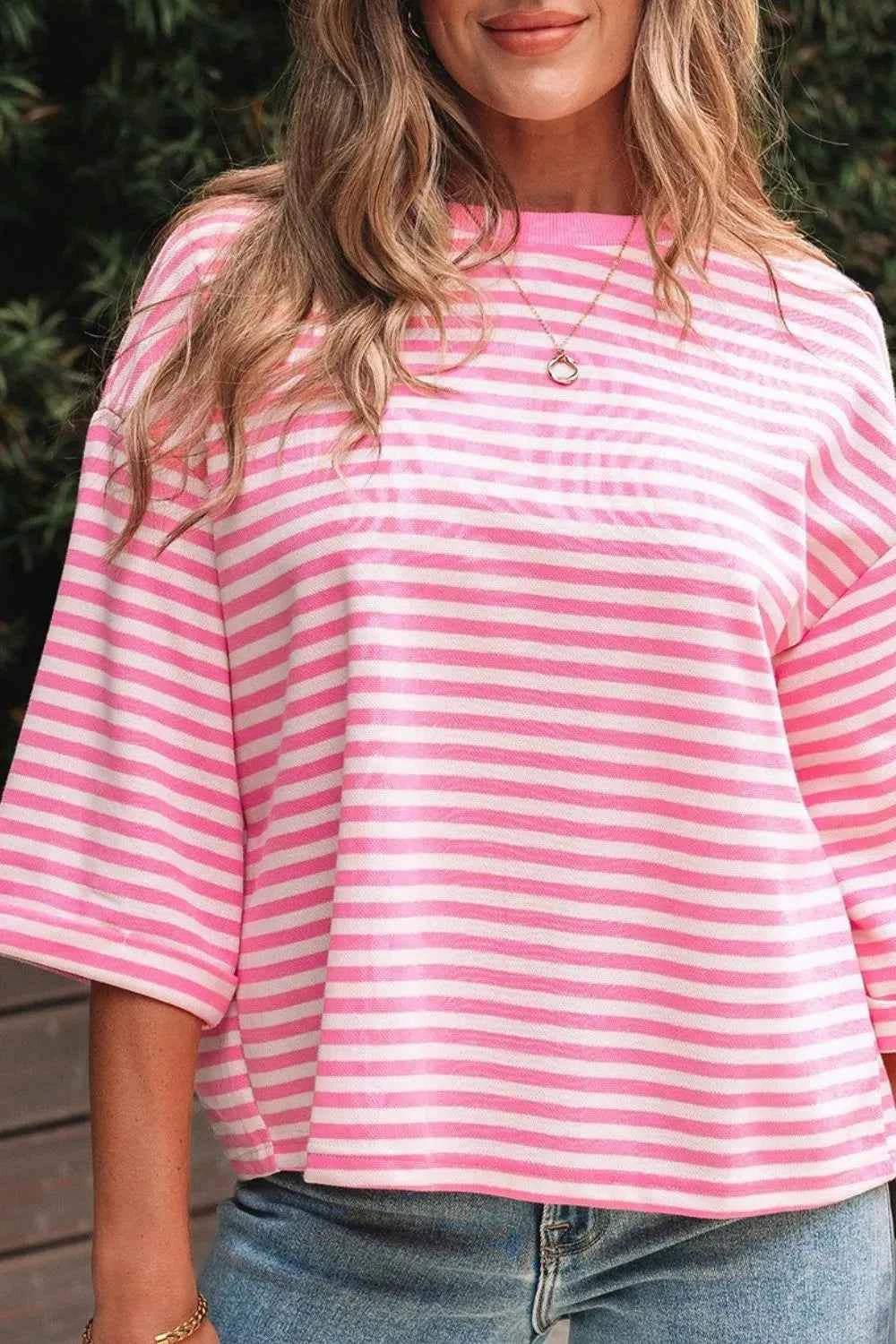 Striped Tie-Back Blouse with Cutout Detail 701650ff-50fd-44ab-87c5-b0fafeb41637-Max-Origin