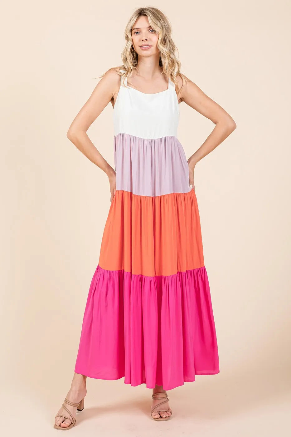 Mittoshop Color Block Tiered Pull-On Maxi Dress FUCHSIA MULTI 7069b60bfe4f413fb9fa3c2722635d93-Max-Origin
