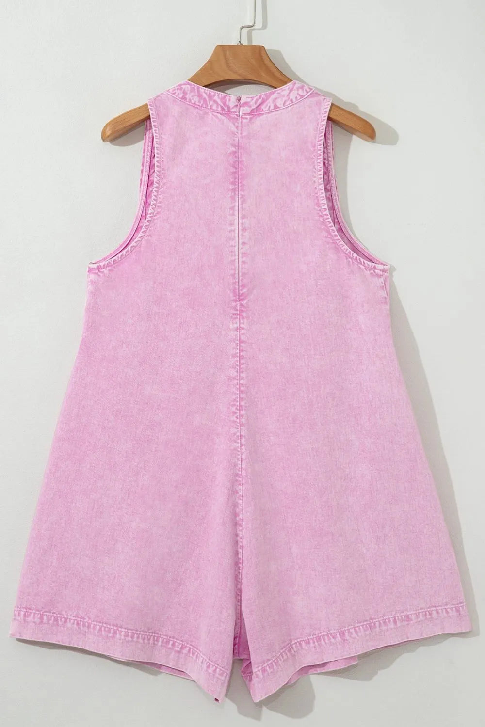 Mineral Wash Pleated Bust V Neck Sleeveless Denim Romper 713f477c-c103-4f30-b2b3-731d7fa86ccf-Max-Origin