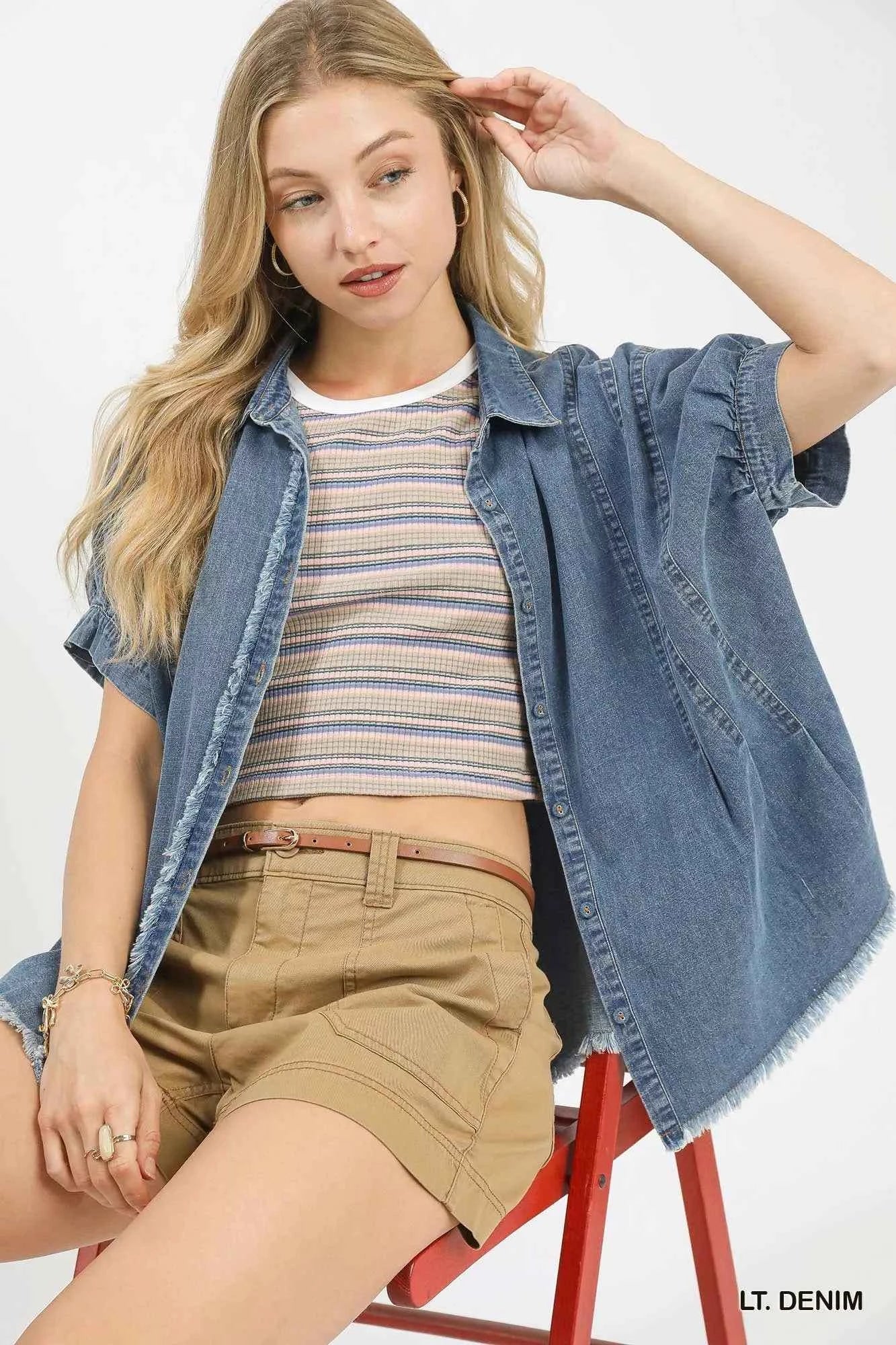 Umgee Washed Denim Oversized Top 715355f1-a18b-4895-ab80-17cd119f4411-Max-Origin