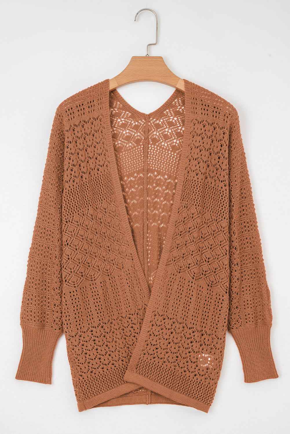 Jet Stream Mix Pattern Hollow Knit Open Front Cardigan 71644a91ac818431