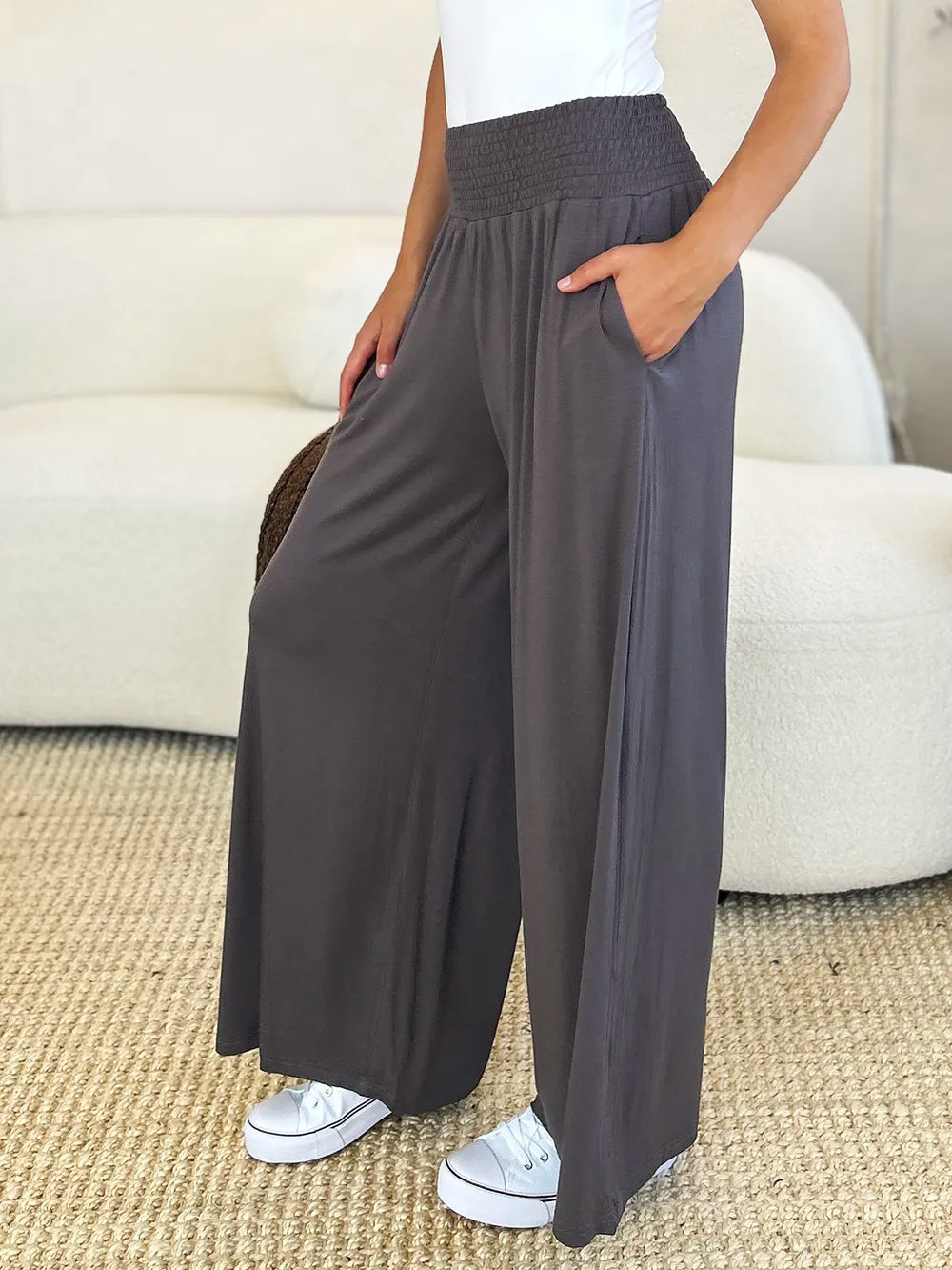Basic Bae Full Size Smocked Wide Waistband Wide Leg Pants 72db3a50-ee62-4376-bd83-51e6eb4fba67-Max