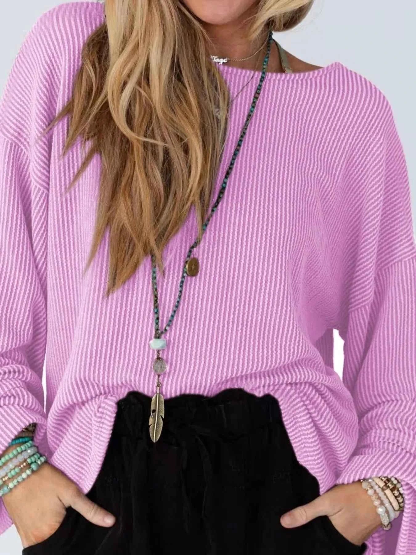 Cutout Back Long Sleeve T-Shirt Purple
