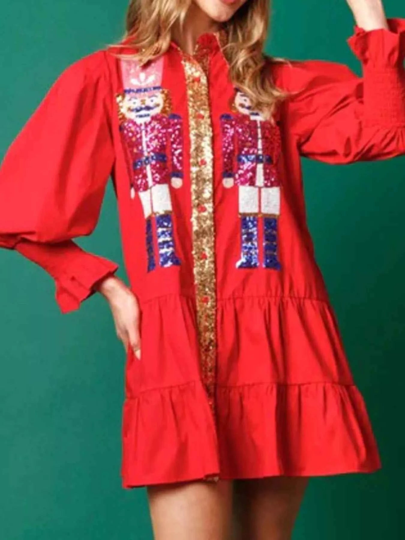 Full Size Christmas Sequin Nutcracker Tiered Shirt Dress Plus Size Red 738d76c7-6f64-4ed0-b7c8-aa22e125ec72-Max-Origin