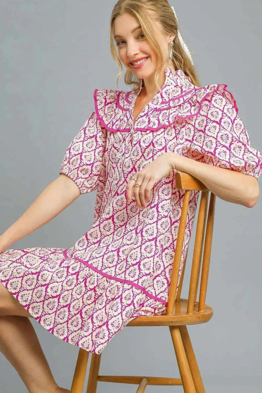 Umgee Ruffled Printed Puff Sleeve Mini Dress 73cca22c-42d0-4b12-80d1-8a333742b0fe-Max-Origin