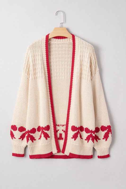 Bow Textured Open-Front Cardigan 740c811b-b284-4fb7-9b51-86fd30d875d0