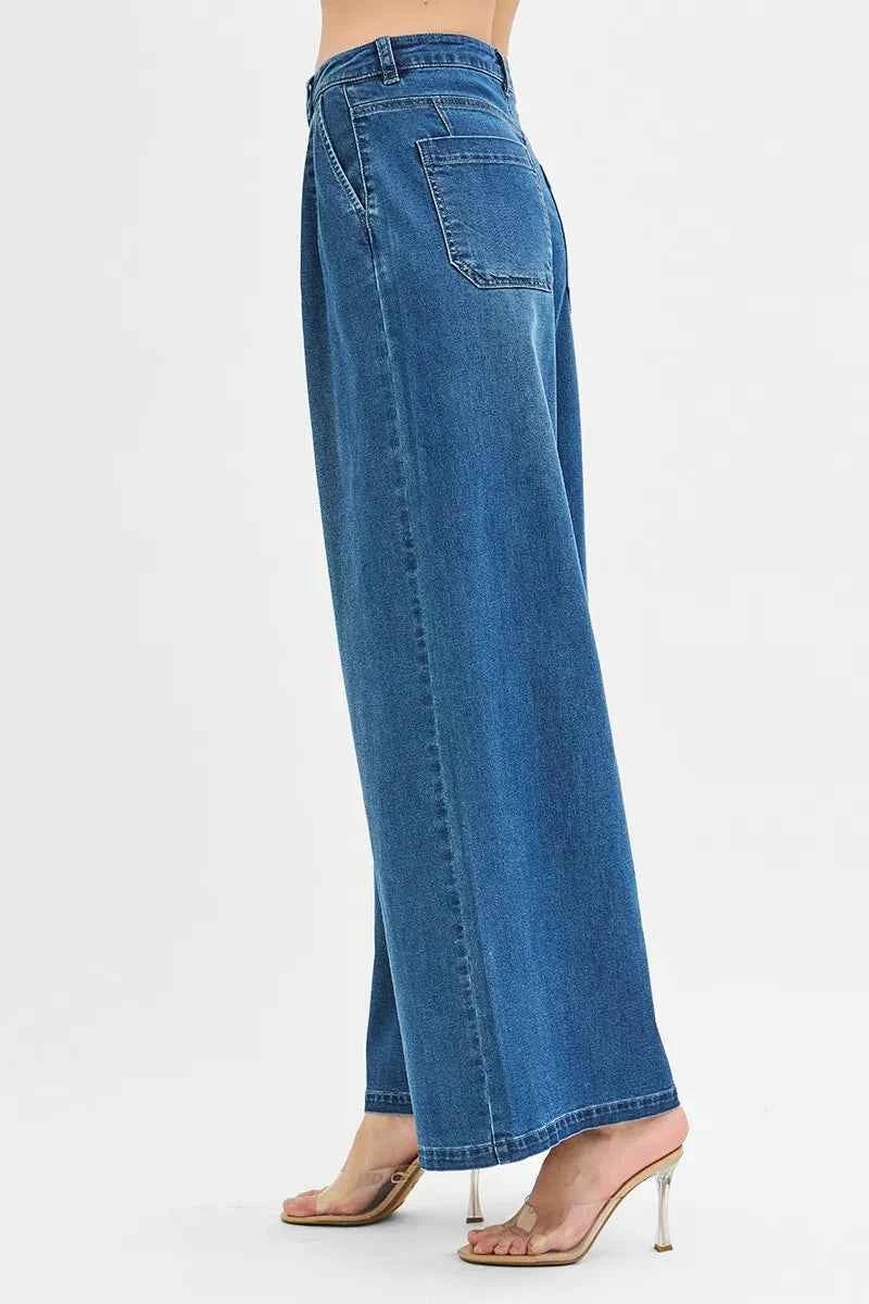 RISEN Mid Rise Fit Wide Leg Knit Denim Look Jeans 746c5cdc56ec4808abfbb27fd2802d24-Max-Origin