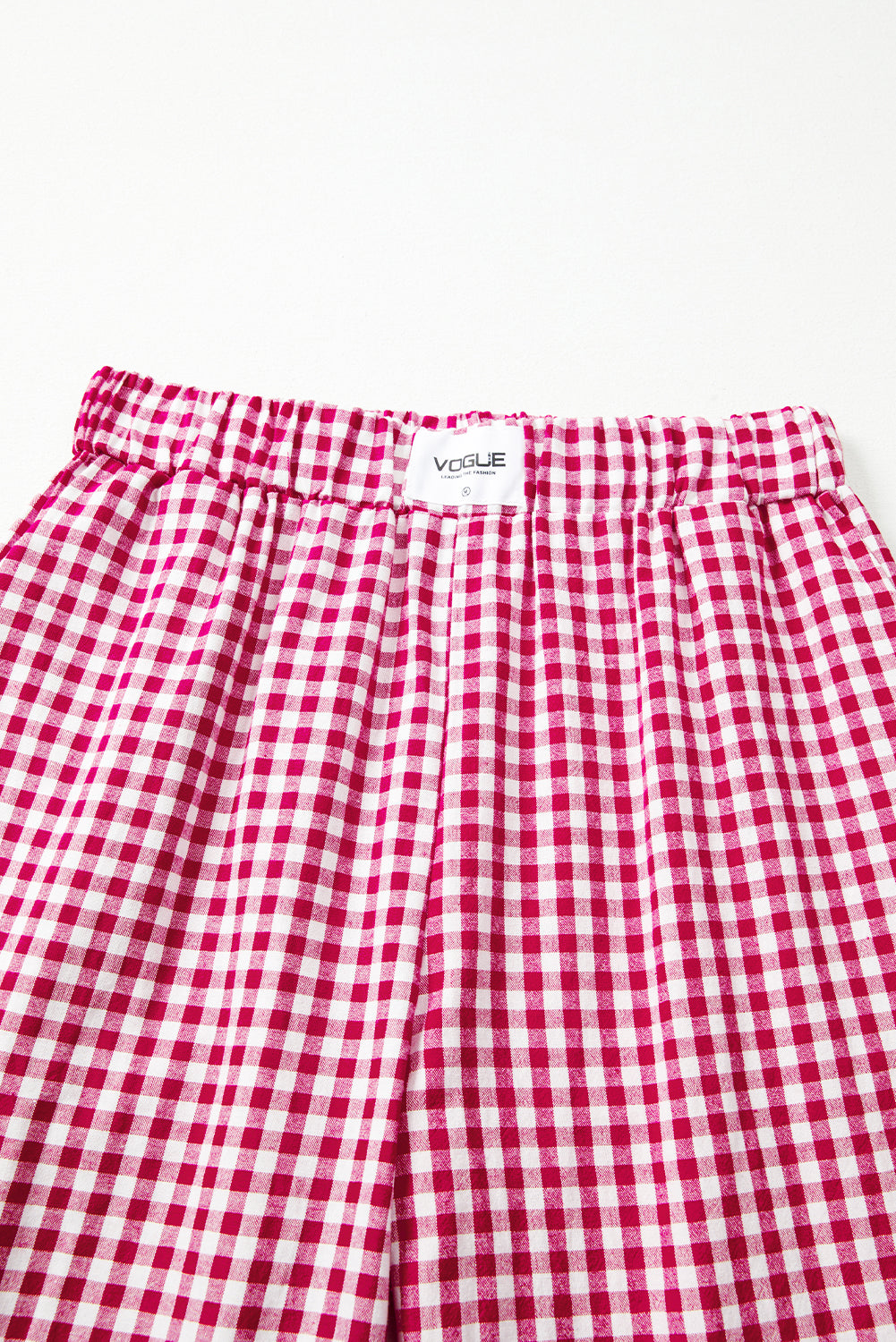 Fiery Red Gingham Casual Loose Pants 74c51fab49d09f98