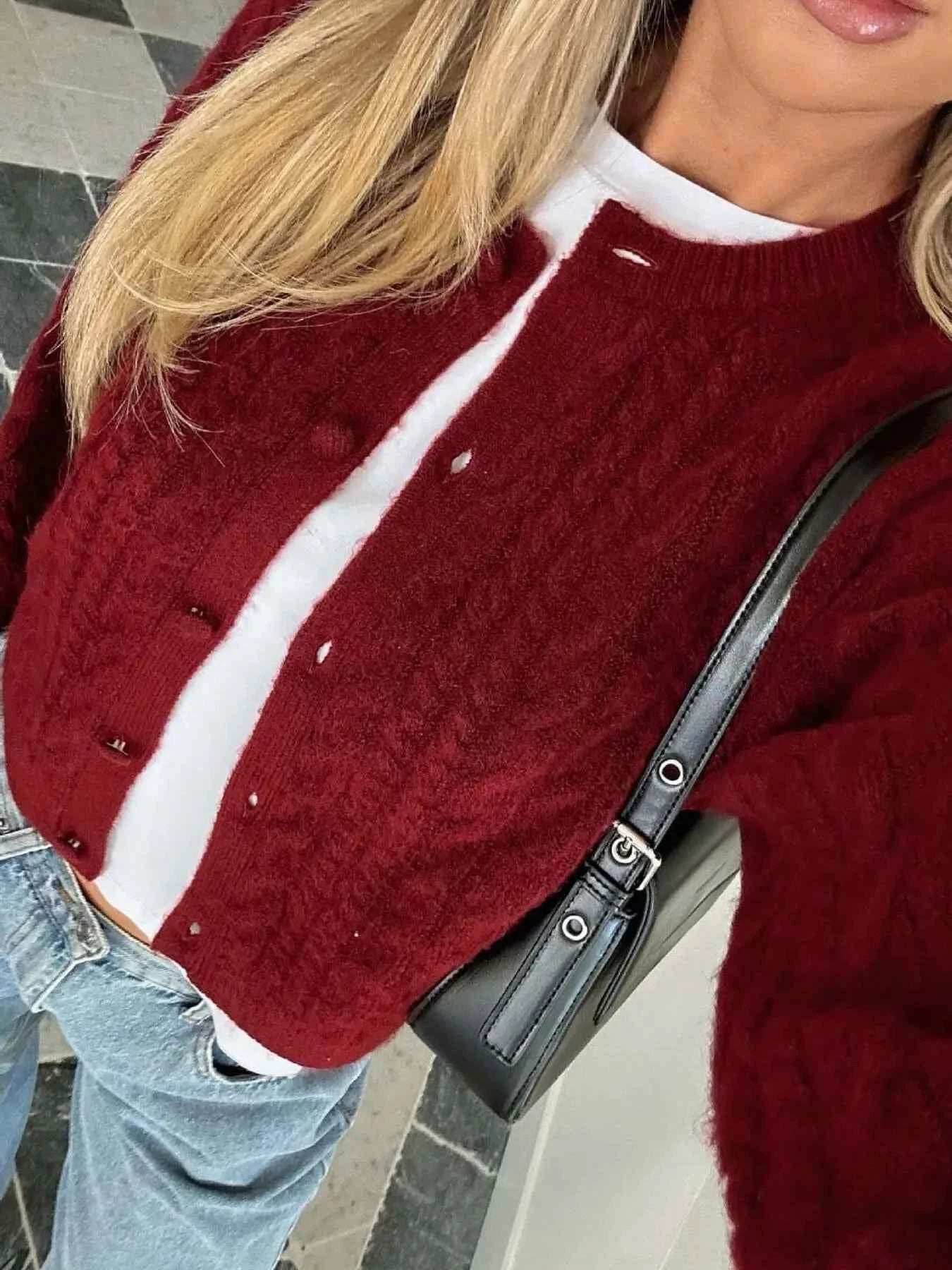 Cable Knit Button-Up Cardigan 74c898d598f34638872811c4c27fa7d3-Max-Origin