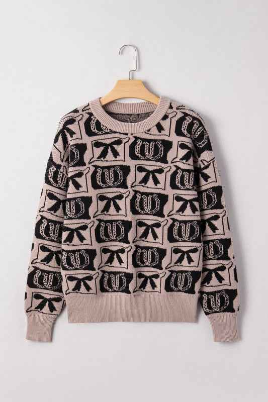 Western Bows & Horseshoes Long Sleeve Sweater 7500b90c-7058-4ecf-894d-b56dd49d2f78