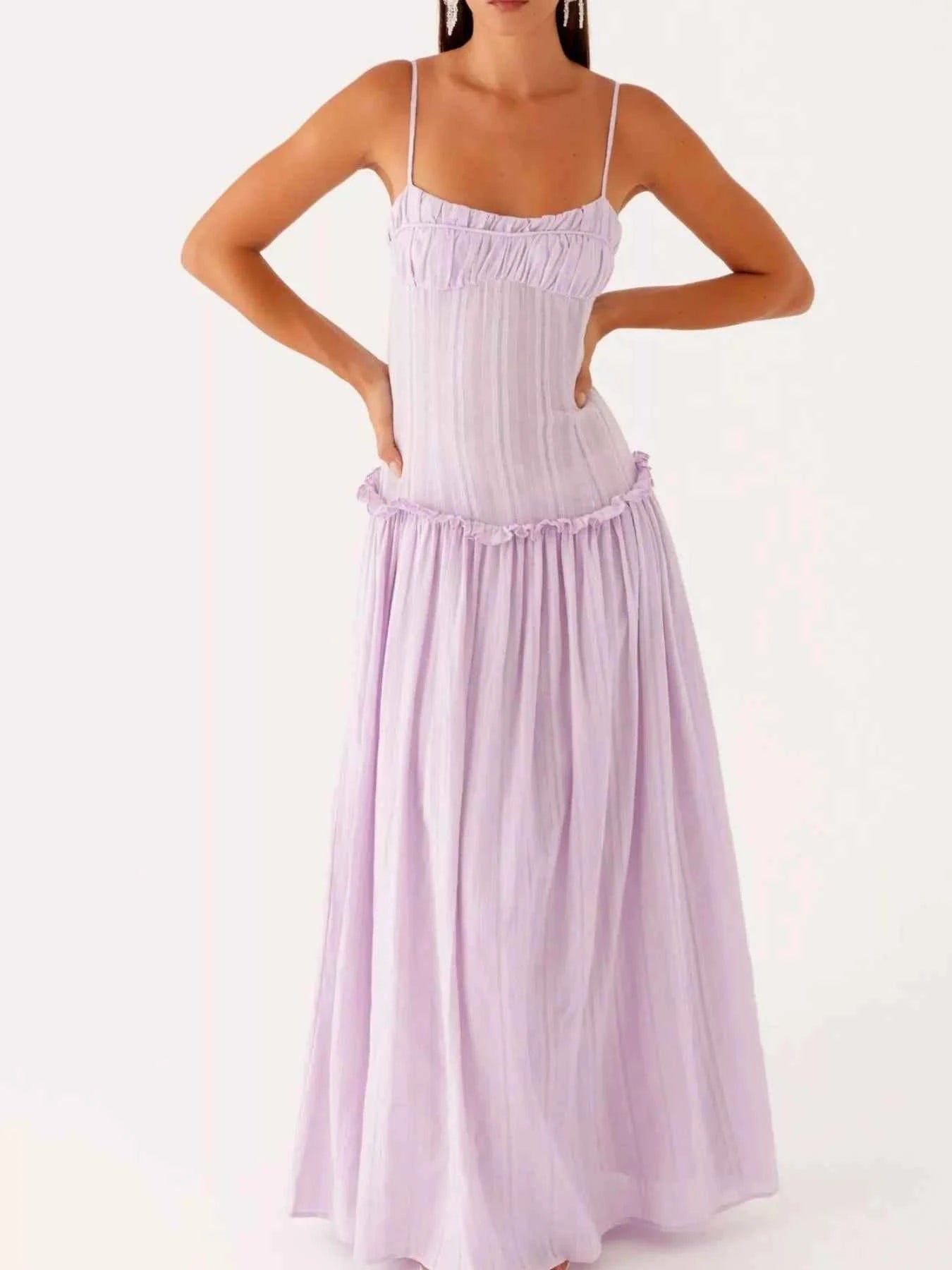 Frill Spaghetti Strap Maxi Dress Purple 75d23298-dc52-406a-879e-f740d565e0b6-Max-Origin