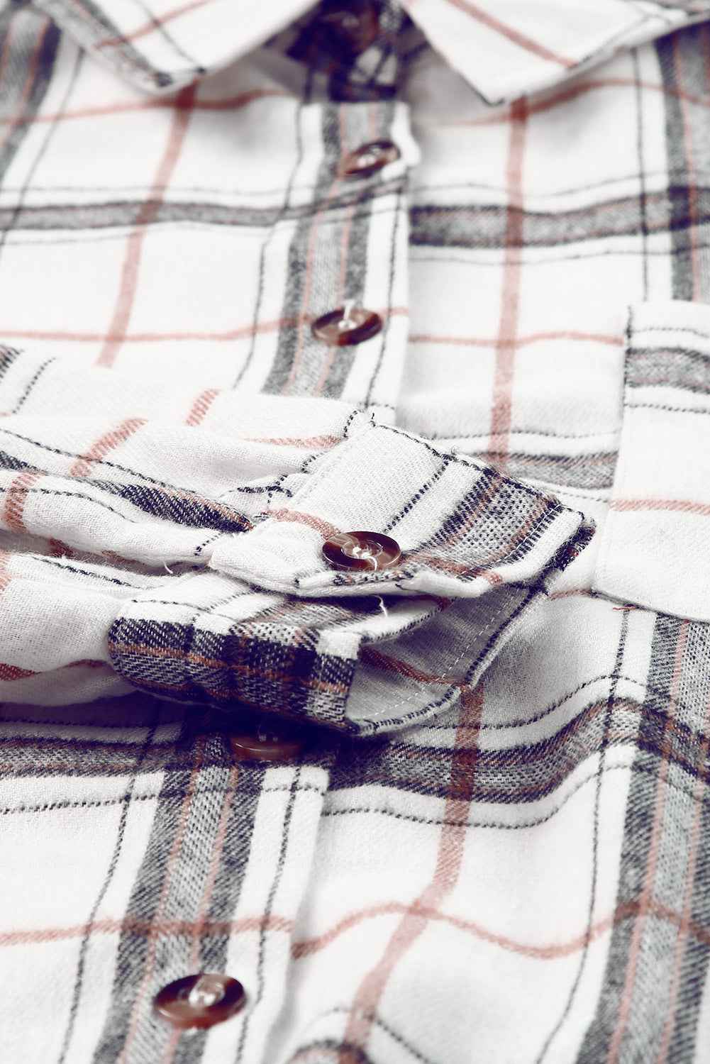 White Plaid Slits Bishop Sleeve Oversized Shacket 7691403144c7f62a
