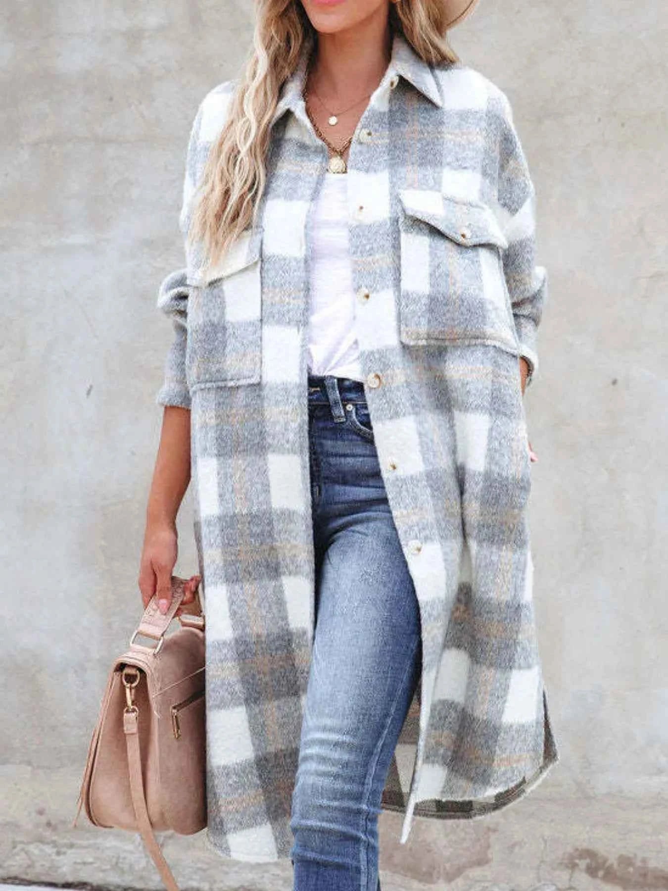 Oversized Plaid Button Up Longline Jacket 78886211-5da3-4b26-92e1-06fb6fd8cca4-Max-Origin