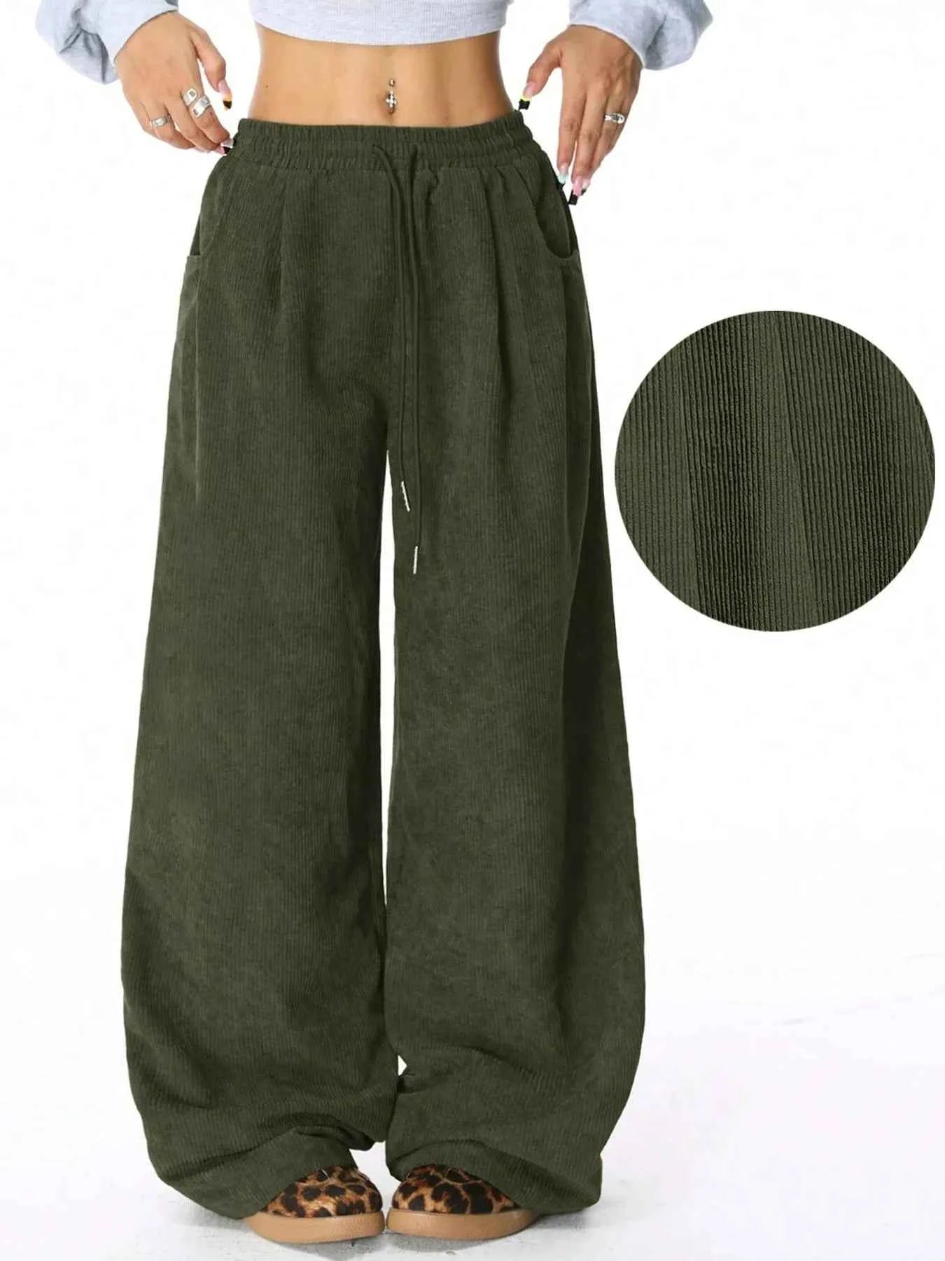 Drawstring Wide Leg Pants Army Green 78f783fb-4291-4e7d-9c7f-84ba5c9e7f83-Max-Origin