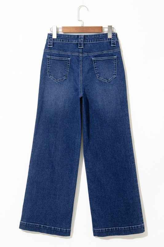 Denim Patch Pocket Wide Leg Jeans 7912899a-3d68-4e54-a1da-7b93bcceb9a5