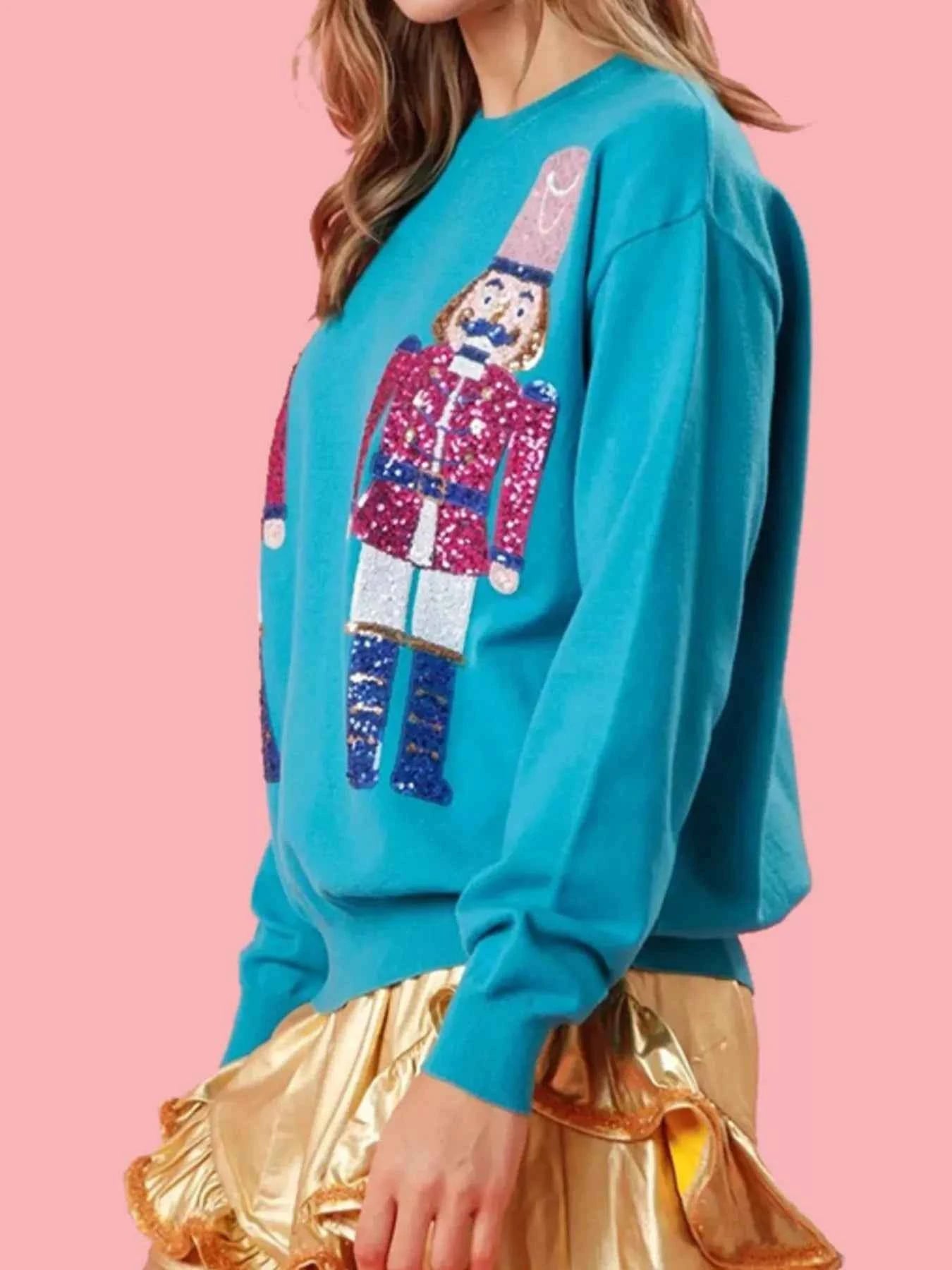 Christmas Sequin Nutcracker Dropped Shoulder Sweatshirt 7a7594ad-e4c6-4993-832c-441346821aa5-Max-Origin