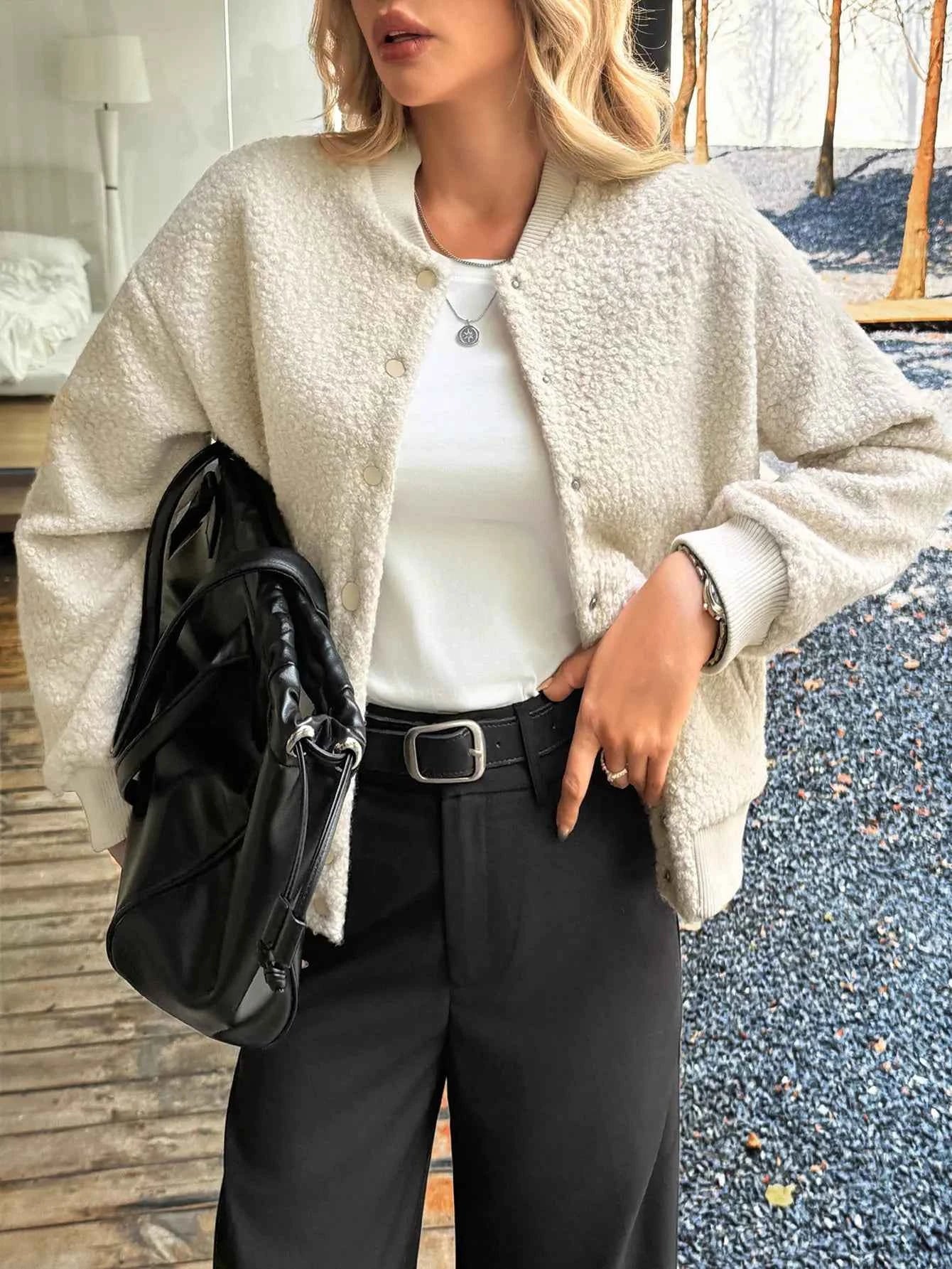 Snap Down Dropped Shoulder Jacket 7ab6dfa3-9b3e-4e92-8f03-714e73f56e28-Max-Origin