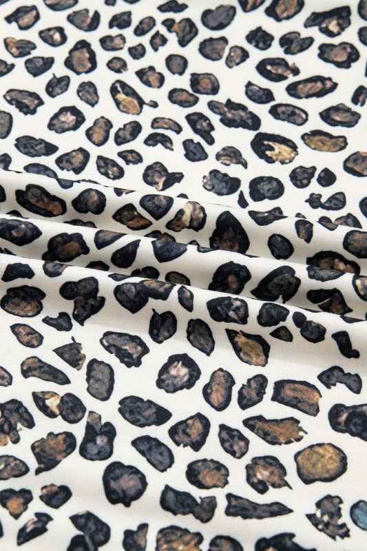 Plus Size Leopard Pullover and Shorts Set