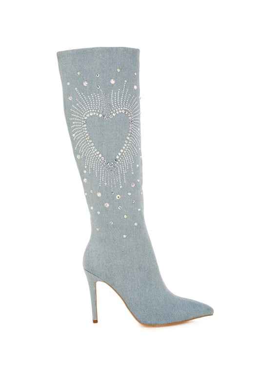 Coastra Rhinestone Embellished Stiletto Boots 7af54e03-8d00-421d-8d0d-3e1a62563d66