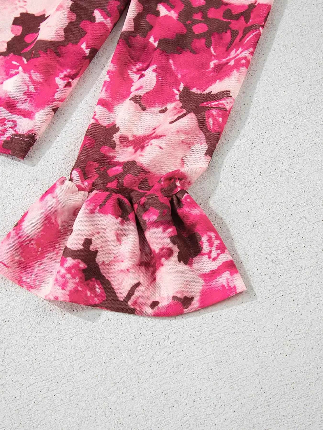 Floral Mesh Flounce Sleeve Mock Neck Blouse 7b0a94b4441542e496aa2b433d118355-Max-Origin