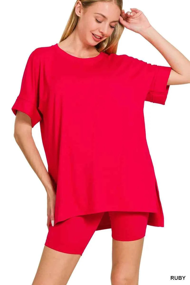 Zenana Full Size Brushed Dty Microfiber Round Neck Top and Biker Shorts Set Plus Size RUBY 7c77a07f35c246a99eb8548b5c7d5b29-Max-Origin