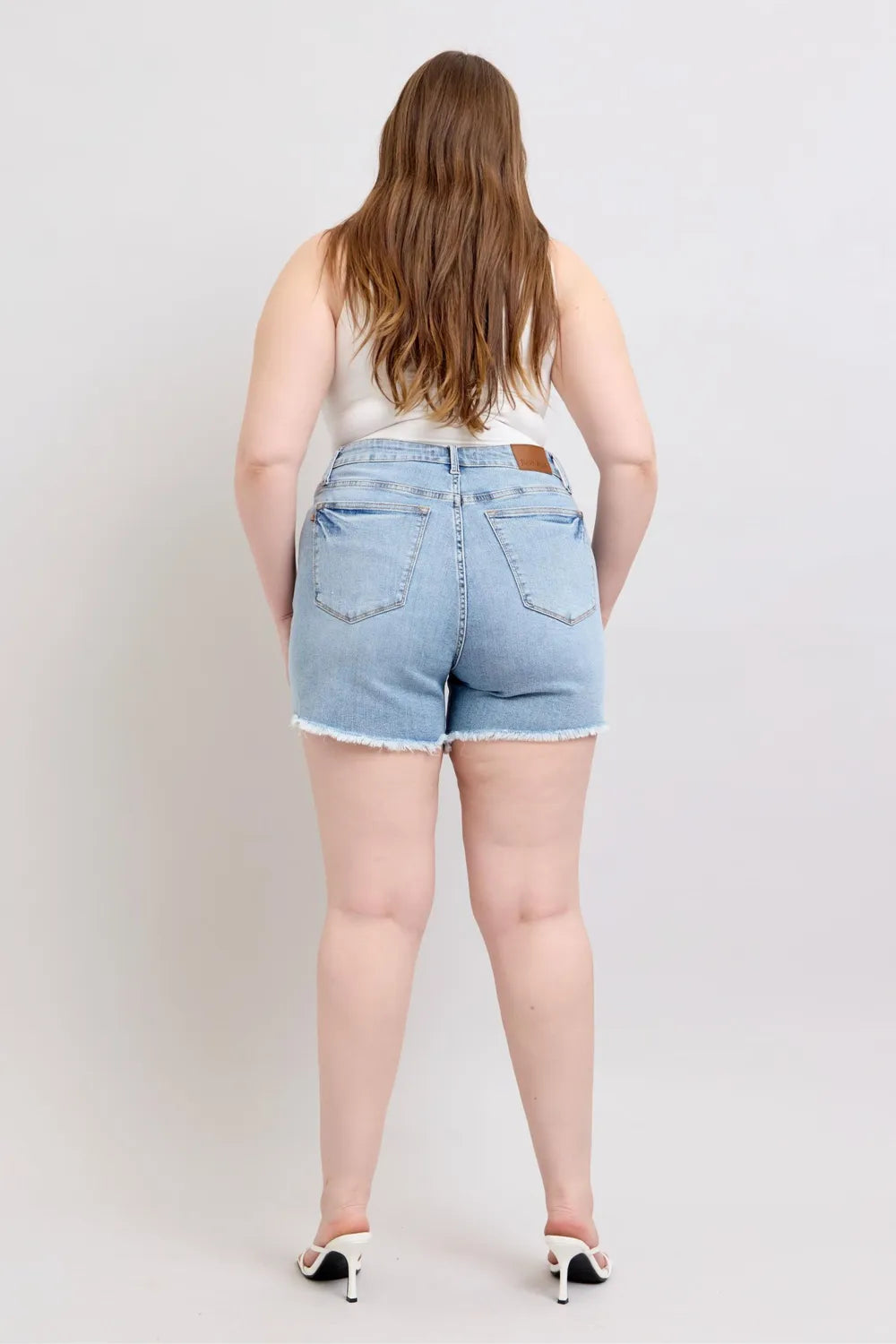 Judy Blue Full Size Tummy Control Raw Hem Denim Shorts Plus Size 7c8ed913-e441-4586-93f2-862e8b3950cf-Max