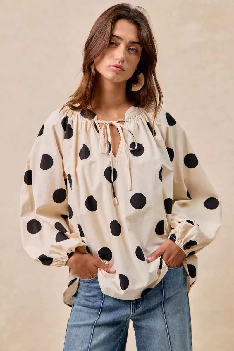 BiBi Polka Dot Exaggerated Balloon Sleeves Blouse 7d3dade6c937483c89903c768b757096-Max-Origin