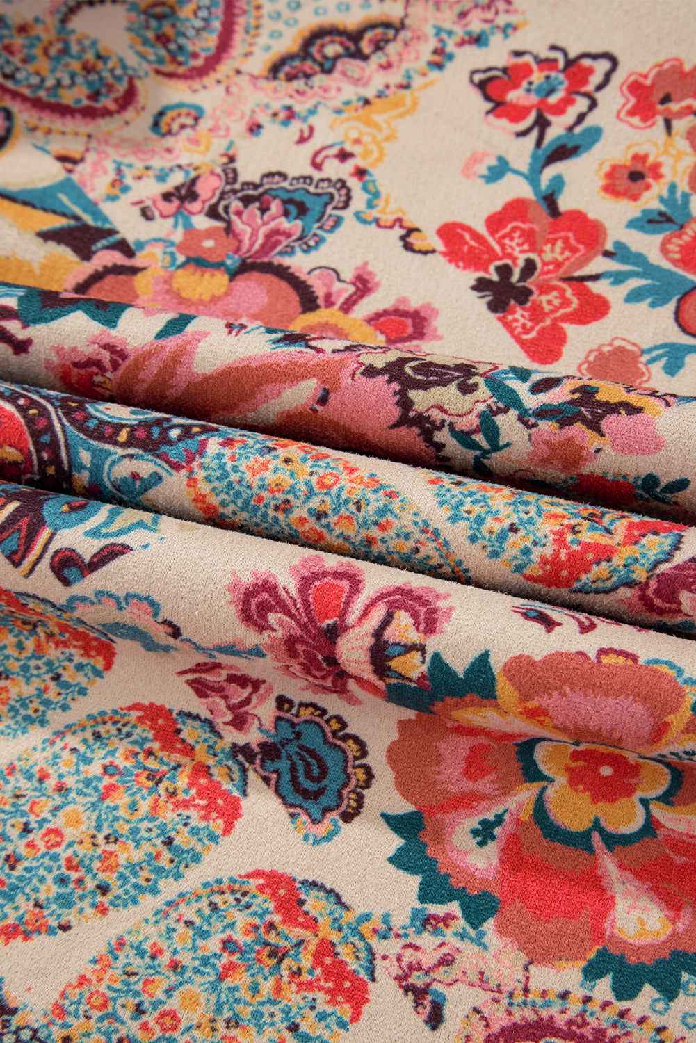 Beige Vintage Paisley Floral Printed Sherpa Lined Hooded Jacket 7d61be0c392a1edb