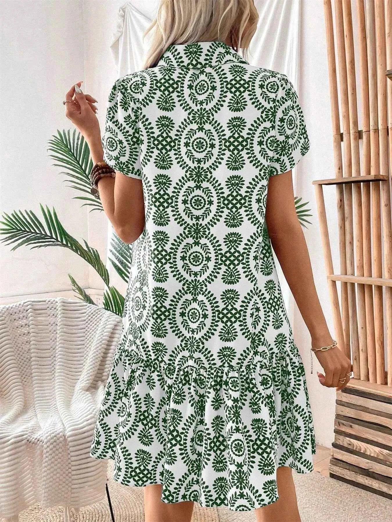 Printed Short Sleeve Mini Dress 7da66e3352a24877817aad4d75be470f-Max-Origin