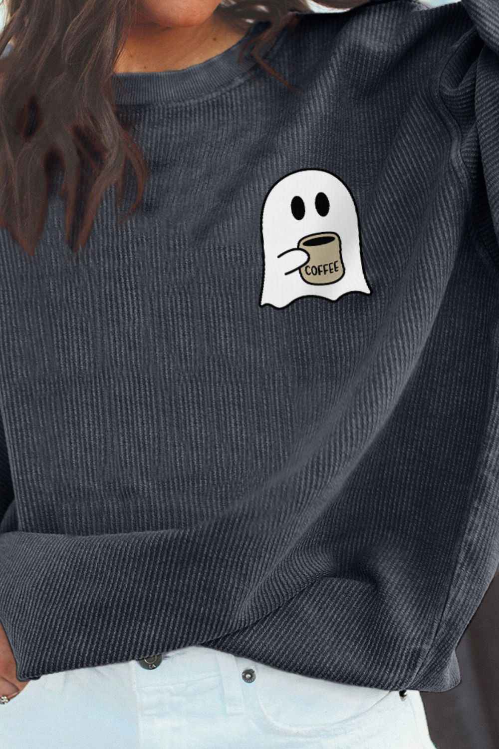 Ghost Graphic Drop Shoulder Sweatshirt 7df72d21e2bc4e77ae5dc70e8347a617-Max