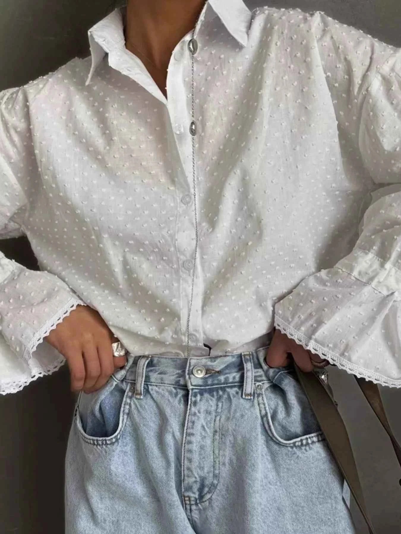 Swiss Dot Flounce Sleeve Shirt 7f4fe09cab75460f8502c819109fdcfa-Max-Origin