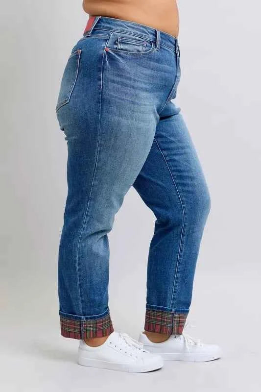 Judy Blue Full Size Mr Plaid Print Cuff Bf Jeans Plus Size 811969e3-1562-4c9f-8b99-0c8812f7cc0f-Max-Origin