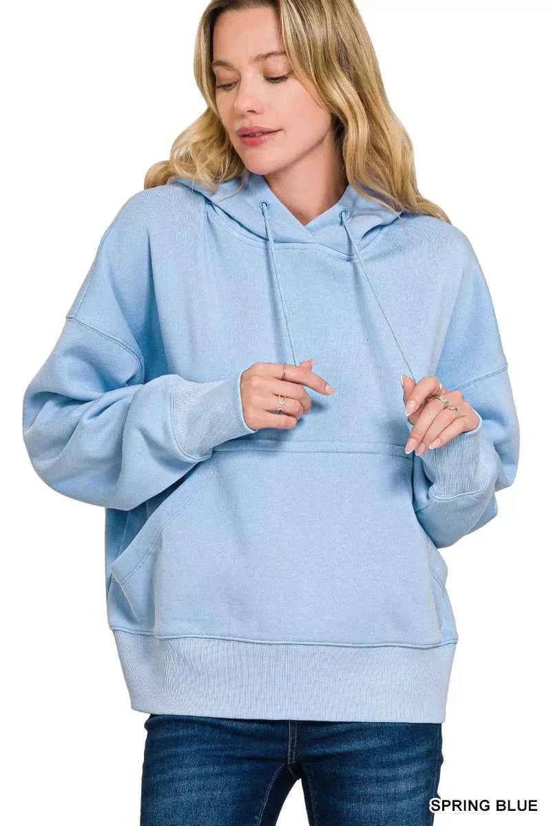 Zenana Oversized Fleece Kangaroo Pocket Hoodie SPRING BLUE 8136317c-6621-475c-8205-e7d0c3740192-Max-Origin