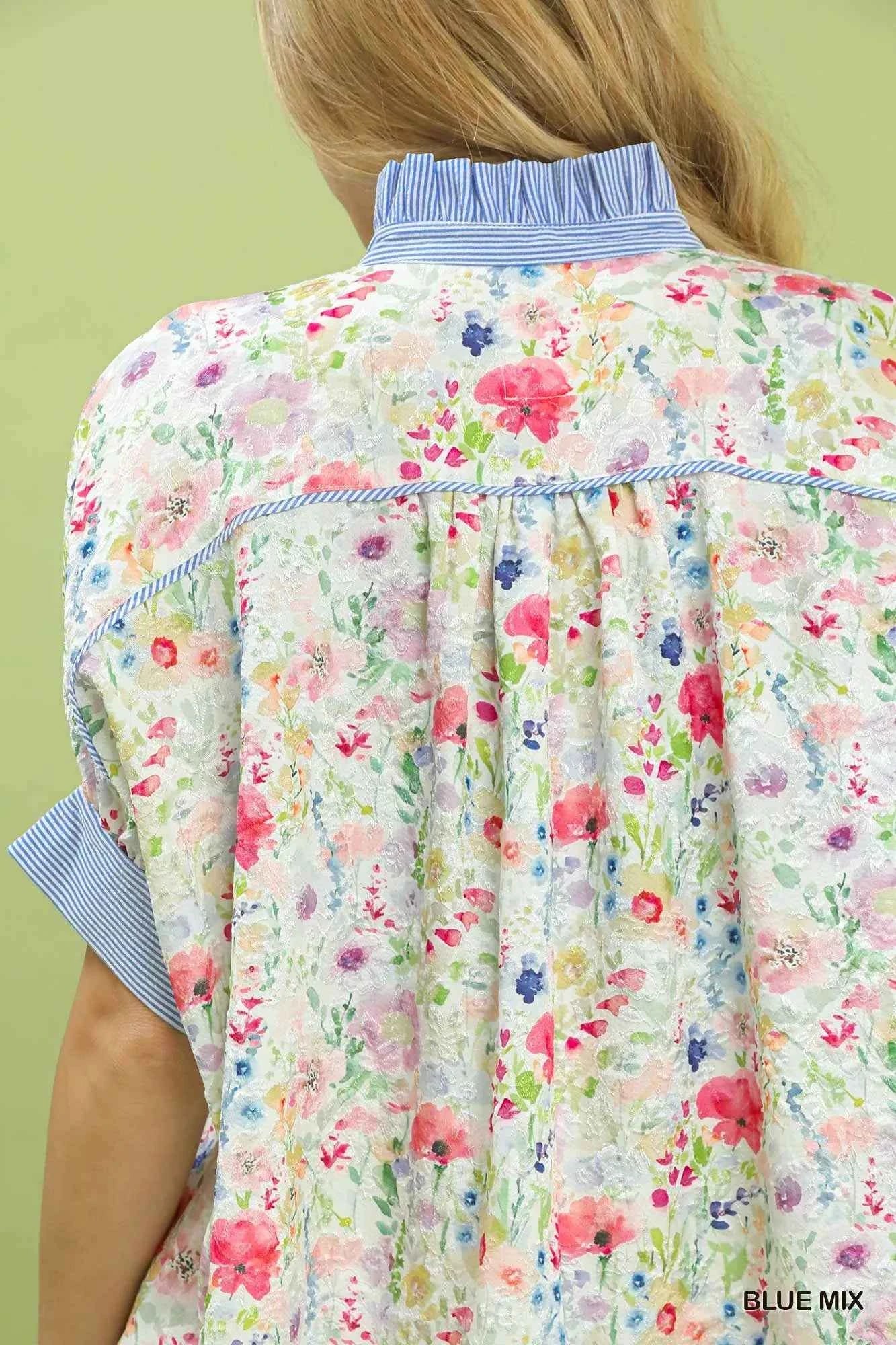 Umgee Jacquard Floral Print Button-Down Shirt 81626db1-b221-4a23-a1e3-db18497cffa6-Max-Origin