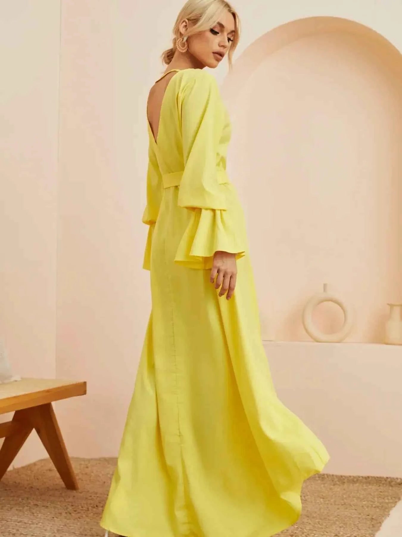 Ruffled Wrap Maxi Dress with Bell Sleeves 824b81baab7e44b6bbfd62682c1b20f9-Max-Origin