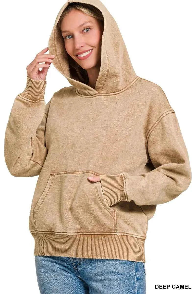 Zenana Fleece Acid Wash Kangaroo Pocket Hoodie 82dea353c0554caf940a24268301a1ba-Max-Origin