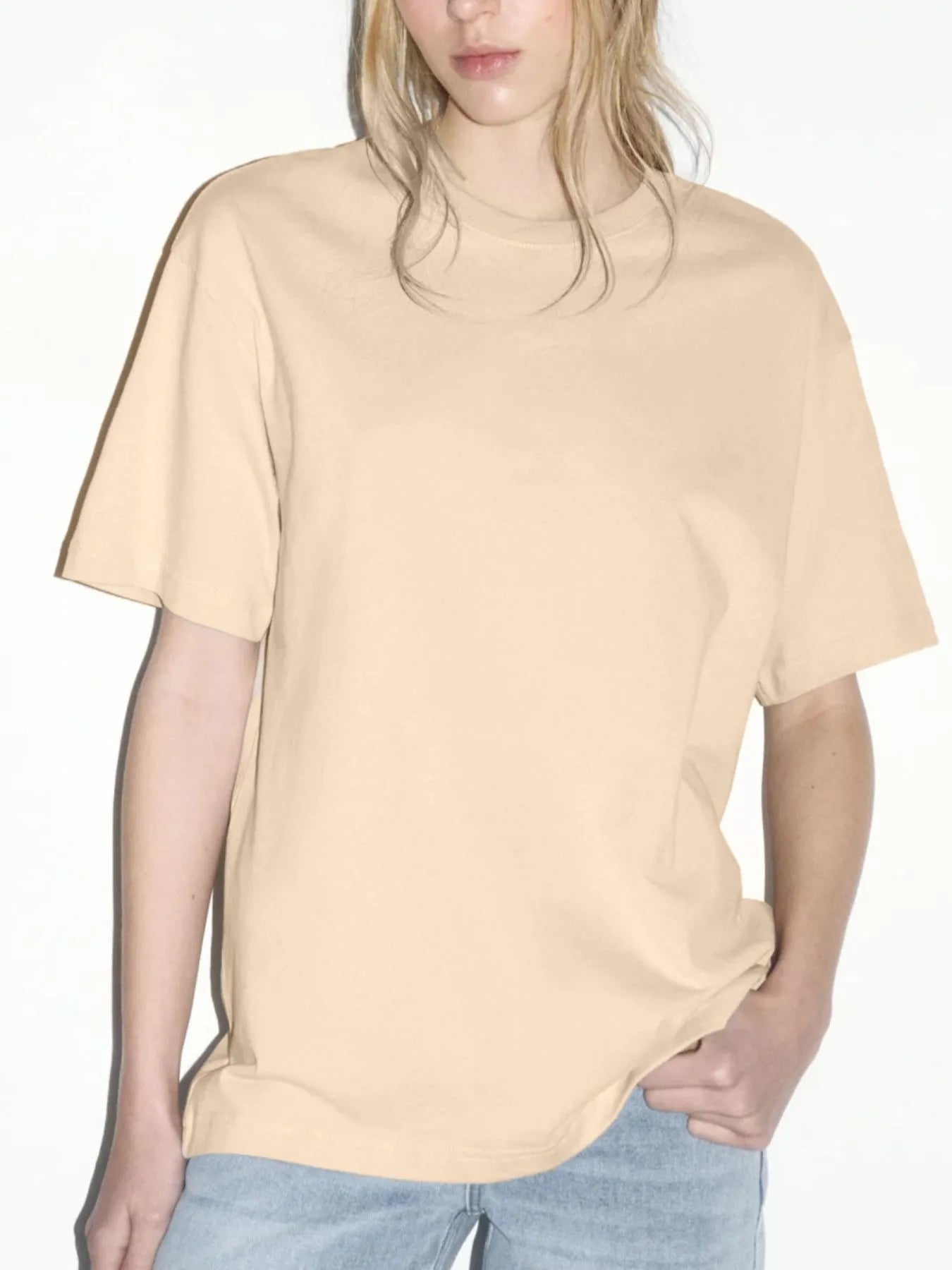 Plus Size Oversized Round Neck Short Sleeve T-Shirt Tan 83042b30-6755-4968-9556-752073f4e266-Max-Origin