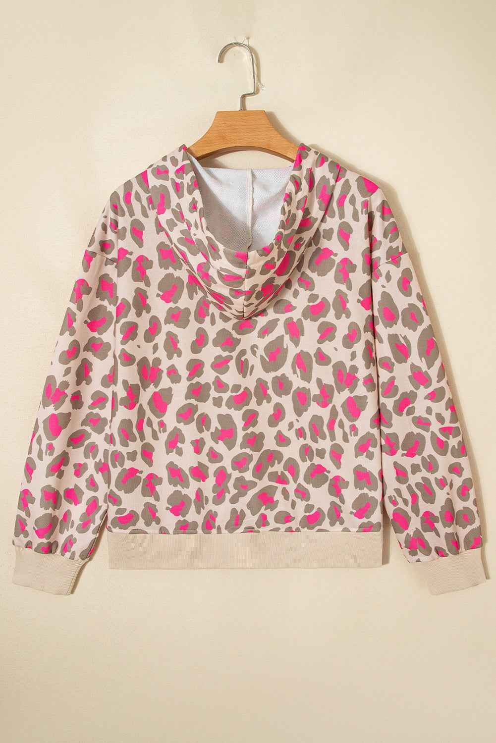 Rose Leopard Print Zip Up Hooded Sweatshirt 83094f1937b4adb4