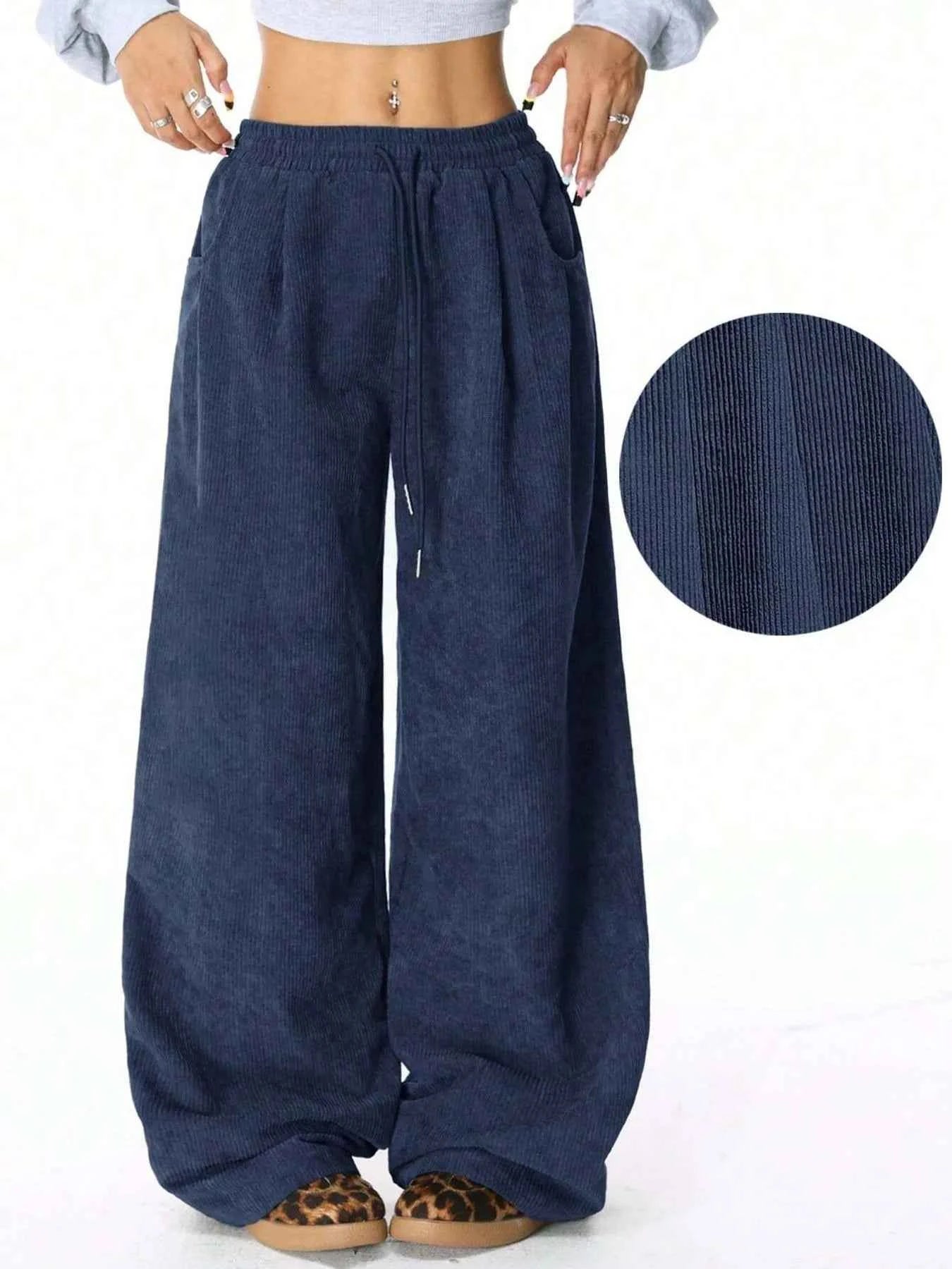 Drawstring Wide Leg Pants Blue 84913646-54b0-49d2-bd2f-09368973ade3-Max-Origin