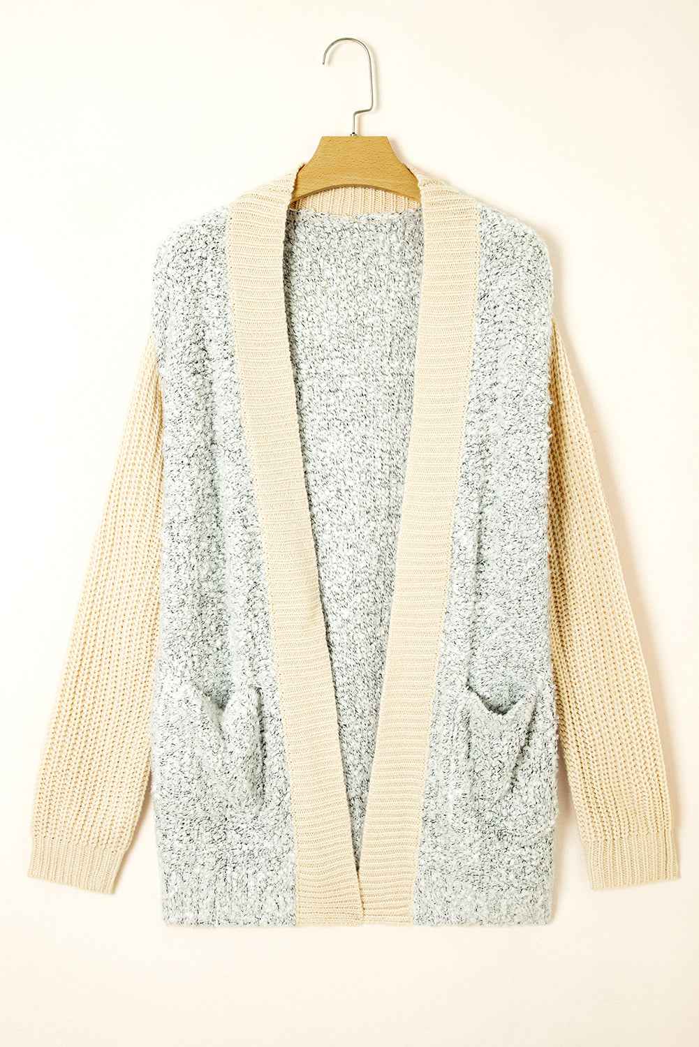 High-rise Patchwork Side Pockets Open Front Cardigan 851bfcb6ae8f0daf