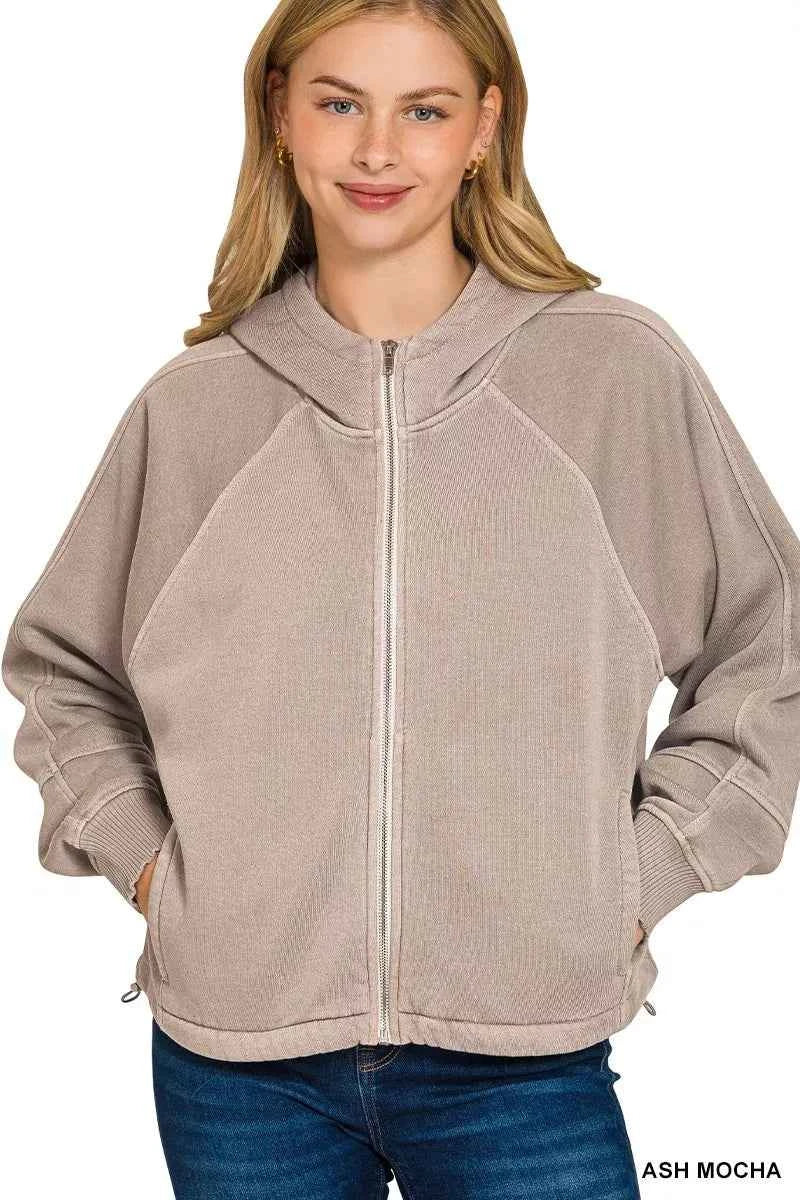Zenana Fleece Pigment Dye Zip Up Hoodie with Pockets ASH MOCHA 8590bc96fded4af188d359b17a979e40-Max-Origin