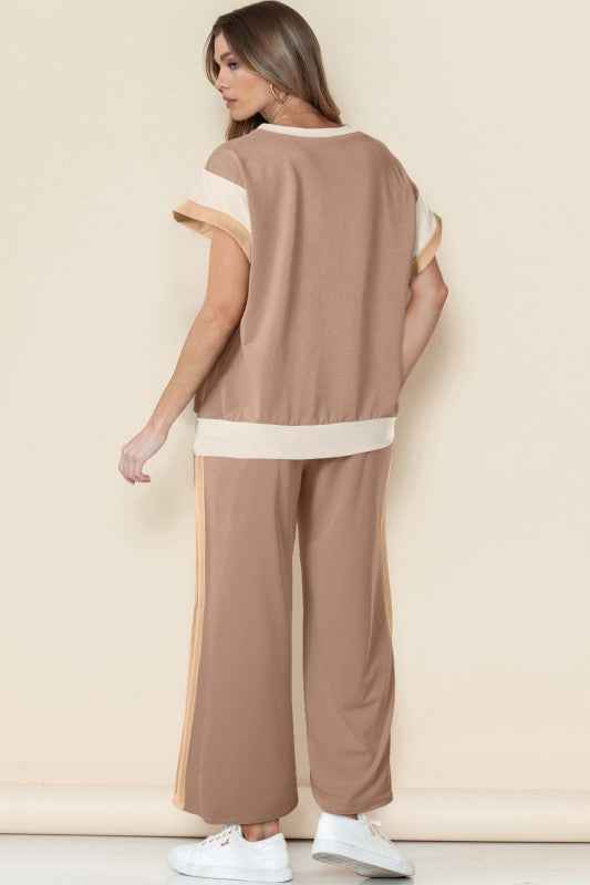 Colorblock Cap Sleeve Tee and Pants Set 85f11601-924c-4b49-ba0b-4b85c1c4a1d7